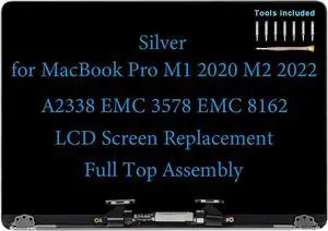 13" Screen Replacement for MacBook Pro M1 2020 M2 2022 A2338 EMC 3578 EMC 8162 Display Full LCD Screen Complete Full Top Assembly Kit (Silver) 13" Screen Replacement for MacBook Pro M1 2020 M2 2022 A2338 EMC 3578 EMC 8162 Display Full LCD Screen Complete Full Top Assembly Kit (Silver)