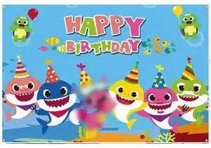 Baby Birthday Party Shark Background (71 inches * 47 inches), Blue Cartoon Ocean Photo Background for Baby Gifting Party Decoration, Shark Decorations and Party Supplies (Blue) Baby Birthday Party Shark Background (71 inches * 47 inches), Blue Cartoon Ocean Photo Background for Baby Gifting Party Decoration, Shark Decorations and Party Supplies (Blue)