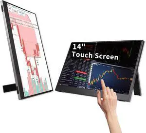 14" Portable Touchscreen Monitor, 1920 x 1200 IPS/HDR Ultra-Slim Travel Display with VESA Mount & Smart Cover, Kickstand & Speakers, HDMI USB-C External Monitor for Laptop, PC,Phone, Tablet, PS4/5 14" Portable Touchscreen Monitor, 1920 x 1200 IPS/HDR Ultra-Slim Travel Display with VESA Mount & Smart Cover, Kickstand & Speakers, HDMI USB-C External Monitor for Laptop, PC,Phone, Tablet, PS4/5