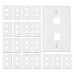 UL Listed Keystone Wall Plate 2-Port for Keystone Jack, White 20-Pack | UL Listed for Safety, Designed for RJ45/HDMI/Coax Kystone Jack, Low Profile Wall Plate, Bulk Pack UL Listed Keystone Wall Plate 2-Port for Keystone Jack, White 20-Pack | UL Listed for Safety, Designed for RJ45/HDMI/Coax Kystone Jack, Low Profile Wall Plate, Bulk Pack
