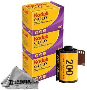 Gold 200 35mm Color Negative Film (3-Pack) 24 Exposures per Roll, ISO 200, Daylight-Balanced Print Film + TSC Microfiber Cloth Gold 200 35mm Color Negative Film (3-Pack) 24 Exposures per Roll, ISO 200, Daylight-Balanced Print Film + TSC Microfiber Cloth