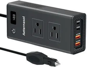 200W Portable 12V to 110v Car Charger Power Inverters for Vehicles | 36W USB-A, Fast Charging USB-C, Dual AC Outlets, Cigarette Lighter Adapter for Laptop/Camping/Road trip essentials 200W Portable 12V to 110v Car Charger Power Inverters for Vehicles | 36W USB-A, Fast Charging USB-C, Dual AC Outlets, Cigarette Lighter Adapter for Laptop/Camping/Road trip essentials