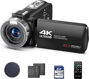 Camcorder Video Camera 4K Digital Camera for Vlogging 42MP 3 270° Rotation Screen 18X Digital Zoom Cam Corder for YouTube with 2 Batteries, 32GB SD Card, Remote Control Camcorder Video Camera 4K Digital Camera for Vlogging 42MP 3 270° Rotation Screen 18X Digital Zoom Cam Corder for YouTube with 2 Batteries, 32GB SD Card, Remote Control