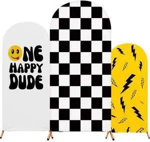 One Happy Dude Theme Birthday Decoration, Set of 3 One Happy Dude Theme Arch Cover Stretch Spandex Fitted Wedding Arch Stand Covers, 4ft, 5ft, 6ft(White, Yellow, Black-White,Mixed Style) One Happy Dude Theme Birthday Decoration, Set of 3 One Happy Dude Theme Arch Cover Stretch Spandex Fitted Wedding Arch Stand Covers, 4ft, 5ft, 6ft(White, Yellow, Black-White,Mixed Style)