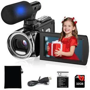 Video Camera Camcorder UHD 4K 48 MP Vlogging Camera Recorder for YouTube TikTok 3 Inch IPS Screen 18X Zoom Camcorders Camera with Microphone for Kids,Teens,Students,Beginners (Black) Video Camera Camcorder UHD 4K 48 MP Vlogging Camera Recorder for YouTube TikTok 3 Inch IPS Screen 18X Zoom Camcorders Camera with Microphone for Kids,Teens,Students,Beginners (Black)