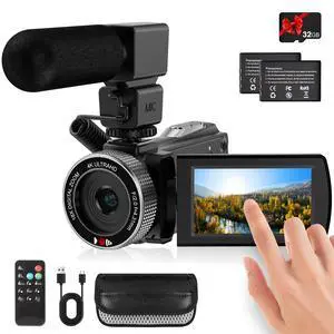 Video Camera Camcorder Full HD 4K 48MP Vlogging Camera for YouTube Digital Camera Recorder Video Camera for Filming with 3.0" Touch Screen,2 Batteries and 32G SD Card Video Camera Camcorder Full HD 4K 48MP Vlogging Camera for YouTube Digital Camera Recorder Video Camera for Filming with 3.0" Touch Screen,2 Batteries and 32G SD Card