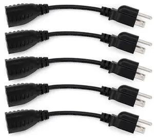 6-Inch Power Extension Cable, 5-Pack, Outlet Saver, 18 AWG 6-Inch Power Extension Cable, 5-Pack, Outlet Saver, 18 AWG