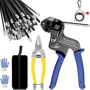 155pcs Heavy Duty 304 Stainless Steel Cable Tie Gun Kit | 150pcs(3 Sizes) Black Metal Zip Ties, Self-Locking, UV & Corrosion Resistant, for Fence, Exhaust Wrap, Chicken Coop, Farm Use 155pcs Heavy Duty 304 Stainless Steel Cable Tie Gun Kit | 150pcs(3 Sizes) Black Metal Zip Ties, Self-Locking, UV & Corrosion Resistant, for Fence, Exhaust Wrap, Chicken Coop, Farm Use