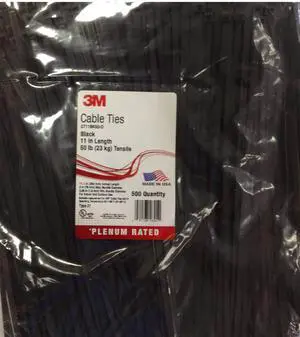 Standard Cable Tie, Black/Nylon, 50 lbs. Tensile, 11 inches, Pack of 500 | CT11BK50-D Standard Cable Tie, Black/Nylon, 50 lbs. Tensile, 11 inches, Pack of 500 | CT11BK50-D
