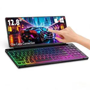 12.8" Portable Touchscreen Keyboard Monitor, Foldable Stretched Bar Laptop Screen Extender with Silent Keyboard USB-C Monitor for Windows MacOS (Driver Need) 12.8" Portable Touchscreen Keyboard Monitor, Foldable Stretched Bar Laptop Screen Extender with Silent Keyboard USB-C Monitor for Windows MacOS (Driver Need)