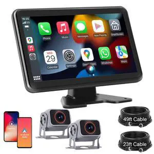 Truck RV Camera System with CarPlay & Android Auto,10'' Touch Screen Monitor with Recording & Voice Control & Navigation, 2 HD1080P Wired Rearview Backup Camera for Semi Trucks, RVs, Trailers Truck RV Camera System with CarPlay & Android Auto,10'' Touch Screen Monitor with Recording & Voice Control & Navigation, 2 HD1080P Wired Rearview Backup Camera for Semi Trucks, RVs, Trailers