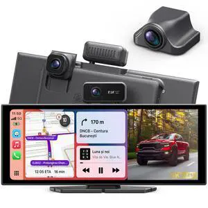Portable Wireless CarPlay Screen, 10.26" Fully Laminated IPS Touch Screen Car Stereo with Wireless CarPlay & Android Auto, 4K Front 2.5K Rear Dash Cam,1080P Backup Camera,Super Link,Plug & Play Portable Wireless CarPlay Screen, 10.26" Fully Laminated IPS Touch Screen Car Stereo with Wireless CarPlay & Android Auto, 4K Front 2.5K Rear Dash Cam,1080P Backup Camera,Super Link,Plug & Play
