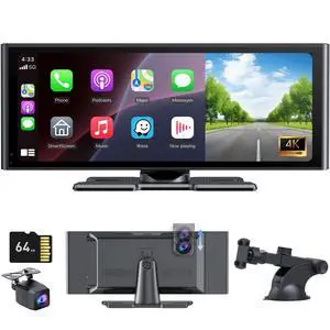 10.26" CarPlay Screen for Car with 4K DashCam&1080P Backup Camera | HD IPS Touch Car Play Screen Compatible with Apple Carplay&Android Auto,SuperLink, Loop Recording, Bluetooth Audio, GPS, Siri 10.26" CarPlay Screen for Car with 4K DashCam&1080P Backup Camera | HD IPS Touch Car Play Screen Compatible with Apple Carplay&Android Auto,SuperLink, Loop Recording, Bluetooth Audio, GPS, Siri