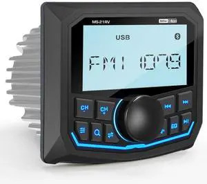 Waterproof Bluetooth Radio for Golf Cart: Boat Marine Gauge Stereo - 2.8 Inch LCD Display AM FM USB AUX Subwoofer 200W Output - Gift for Golfer Waterproof Bluetooth Radio for Golf Cart: Boat Marine Gauge Stereo - 2.8 Inch LCD Display AM FM USB AUX Subwoofer 200W Output - Gift for Golfer