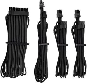 Premium Individually Sleeved PSU Cables Starter Kit Black, for PSUs Premium Individually Sleeved PSU Cables Starter Kit Black, for PSUs
