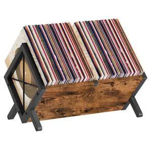 Vinyl Record Holder, Record Storage Rack Holds 80-100 LPWooden and Metal Record Organizer, Quick Assembly Magazine Holder for CDs, Magazine, Albums, Rustic Brown and Black CJ06BR Vinyl Record Holder, Record Storage Rack Holds 80-100 LPWooden and Metal Record Organizer, Quick Assembly Magazine Holder for CDs, Magazine, Albums, Rustic Brown and Black CJ06BR