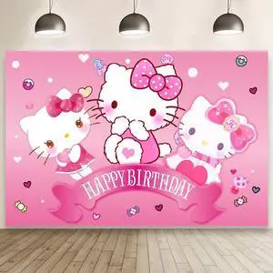 Kitty Birthday Decorations,Girls Princess Happy Birthday Banner Backdrop for Kids Birthday Party Supplies (5x3ft) Kitty Birthday Decorations,Girls Princess Happy Birthday Banner Backdrop for Kids Birthday Party Supplies (5x3ft)