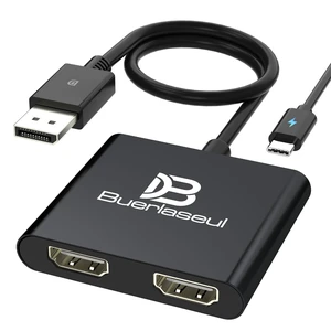 DisplayPort to Dual HDMI Splitter 4K@60Hz, USB-C Powered, DisplayPort 1.4 MST Hub DP to HDMI 1 in 2 Out Splitter for Dual Monitors Extended/Clone Mode for Desktop PC Graphics Card Home Office Gaming DisplayPort to Dual HDMI Splitter 4K@60Hz, USB-C Powered, DisplayPort 1.4 MST Hub DP to HDMI 1 in 2 Out Splitter for Dual Monitors Extended/Clone Mode for Desktop PC Graphics Card Home Office Gaming
