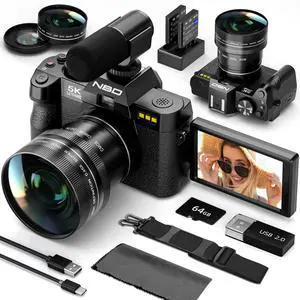 5K 64MP Digital Cameras for Photography,16X ZoomFlip Screen,Dual-Lens | WiFi, Autofocus, Wide & Macro Lens, Microphone, 2 Batteries, 64GB Card, for YouTube, Vlogging,Travel, Beginners and Adults 5K 64MP Digital Cameras for Photography,16X ZoomFlip Screen,Dual-Lens | WiFi, Autofocus, Wide & Macro Lens, Microphone, 2 Batteries, 64GB Card, for YouTube, Vlogging,Travel, Beginners and Adults