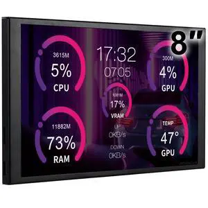 8 Inch LCD Screen Inside PC Case Screen (Desktop Mode Added), 1 Click 1 Cable to Get Started Computer Temperature Display Monitor, Sensor Panel for Inside PC Case with Screen (Black) 8 Inch LCD Screen Inside PC Case Screen (Desktop Mode Added), 1 Click 1 Cable to Get Started Computer Temperature Display Monitor, Sensor Panel for Inside PC Case with Screen (Black)