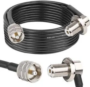 RG58 UHF PL259 Male to SO239 Female Right Angle Bulkhead Mount Coax Cable - 25FT for Vehicle Car SUV Truck Two Way Radio Ham Radio RG58 UHF PL259 Male to SO239 Female Right Angle Bulkhead Mount Coax Cable - 25FT for Vehicle Car SUV Truck Two Way Radio Ham Radio