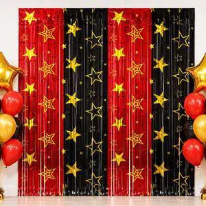 Movie Night Foil Fringe Curtains Backdrop Decorations, 2 Pack | 3.3 x 6.6 Ft Star Red and Black Movie Tinsel Streamers Backdrop for Movie Theater Hollywood Theme Party Decoration Supplies Movie Night Foil Fringe Curtains Backdrop Decorations, 2 Pack | 3.3 x 6.6 Ft Star Red and Black Movie Tinsel Streamers Backdrop for Movie Theater Hollywood Theme Party Decoration Supplies