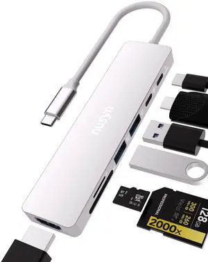 7-in-1 USB C Hub with 4K@60Hz HDMI, 2 USB-A, 1 USB-C, 100W PD Charging, SD 3.0 /TF 3.0 Card Reader, Compatible with MacBook Pro/Air/Neo, iPad Pro, iMac, iPhone 15-17 (Silver) 7-in-1 USB C Hub with 4K@60Hz HDMI, 2 USB-A, 1 USB-C, 100W PD Charging, SD 3.0 /TF 3.0 Card Reader, Compatible with MacBook Pro/Air/Neo, iPad Pro, iMac, iPhone 15-17 (Silver)