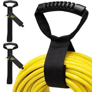 Easy-Carry Storage Straps with Handle, 26", 2-Pack | Heavy-Duty Hook and Loop, Cord Hanger and Organizer, Handle For Pool Hoses Garden Hoses Cords Cables Black Easy-Carry Storage Straps with Handle, 26", 2-Pack | Heavy-Duty Hook and Loop, Cord Hanger and Organizer, Handle For Pool Hoses Garden Hoses Cords Cables Black