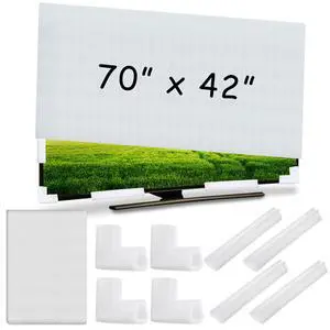Cushioning Foam Set Include 1 Pcs Foam Flat Screen TV Cover Fits up to 70'' W x 42'' H and 8 Pcs Moving Foam Corner Edge Protectors for TV Display Screen Protector Packing Moving Cushioning Foam Set Include 1 Pcs Foam Flat Screen TV Cover Fits up to 70'' W x 42'' H and 8 Pcs Moving Foam Corner Edge Protectors for TV Display Screen Protector Packing Moving