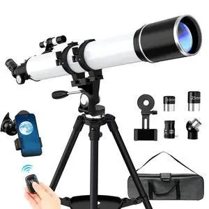 Telescope for Adults High Powered, 90mm Aperture (36X-270X) 900mm Focal Length Refractor Astronomy Telescopes for Planets and Stars, Professional Telescopio with Bag, Phone Adapter, Tripod Telescope for Adults High Powered, 90mm Aperture (36X-270X) 900mm Focal Length Refractor Astronomy Telescopes for Planets and Stars, Professional Telescopio with Bag, Phone Adapter, Tripod