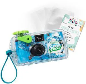 QuickSnap Waterproof - 35mm Disposable Camera - 27 Exposures with 100 Moshify 4x6 Ultra Clear Acid Free Photo Sleeves - ISO 800 Film for Beach Pool and Underwater Photography up to 35ft QuickSnap Waterproof - 35mm Disposable Camera - 27 Exposures with 100 Moshify 4x6 Ultra Clear Acid Free Photo Sleeves - ISO 800 Film for Beach Pool and Underwater Photography up to 35ft