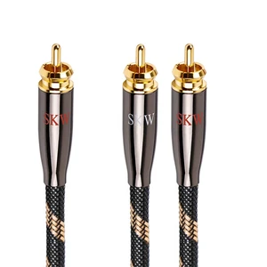 Subwoofer RCA Y-Splitter 16.4ft/5m Cable, Male to 2Male RCA UHP Copper Multi-layer shielded, 24K gold-plated split-tip plugs,low-loss sub-bass signal path, AV receiver & dual-sub hookup Subwoofer RCA Y-Splitter 16.4ft/5m Cable, Male to 2Male RCA UHP Copper Multi-layer shielded, 24K gold-plated split-tip plugs,low-loss sub-bass signal path, AV receiver & dual-sub hookup