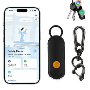 Personal Safety Alarm, GPS Tracker Keychain with Apple Find My & Google Find My Device, Real-Time Location, Extra-Loud Siren & SOS Strobe Light, for Women Kids Seniors, iOS & Android, Black Personal Safety Alarm, GPS Tracker Keychain with Apple Find My & Google Find My Device, Real-Time Location, Extra-Loud Siren & SOS Strobe Light, for Women Kids Seniors, iOS & Android, Black