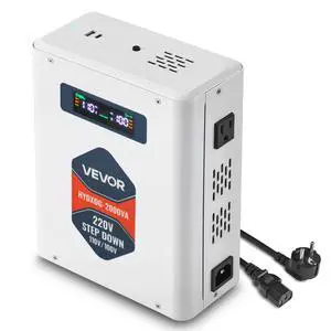 Step Down Voltage Converter, 2000VA, Heavy Duty Voltage Power Converter, 220V to 110V Power Transformer, with 2 US Outlets, USB Output, LCD Display, Temperature Protection, for 110V Appliances Step Down Voltage Converter, 2000VA, Heavy Duty Voltage Power Converter, 220V to 110V Power Transformer, with 2 US Outlets, USB Output, LCD Display, Temperature Protection, for 110V Appliances