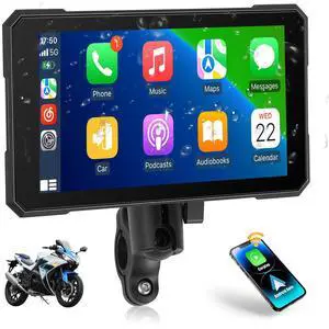 5 Inch Motorcycle CarPlay GPS Navigation System with Wireless CarPlay Android Auto, IP67 Waterproof Touch Screen Car Play Moto with Bluetooth, Siri, Google Assistant, Bracket 5 Inch Motorcycle CarPlay GPS Navigation System with Wireless CarPlay Android Auto, IP67 Waterproof Touch Screen Car Play Moto with Bluetooth, Siri, Google Assistant, Bracket