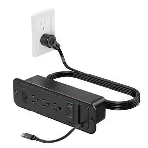 Recessed Power Strip with Retractable USB C Cable,2 PD 20W USB C,Flush Mount Countertop Drawer Outlet, Furniture Hidden Outlet for Side Table,End Table,3 Outlets (Black, 6FT-20W USB) Recessed Power Strip with Retractable USB C Cable,2 PD 20W USB C,Flush Mount Countertop Drawer Outlet, Furniture Hidden Outlet for Side Table,End Table,3 Outlets (Black, 6FT-20W USB)