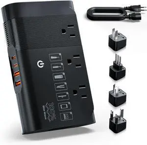 500W 220V to 110V Pure Sine Wave Voltage Converter, Black | Travel Adapter Included, Europe/UK/AU Plug Compatibility, For Hair Straighteners, Cameras & Devices, Compact Travel 500W 220V to 110V Pure Sine Wave Voltage Converter, Black | Travel Adapter Included, Europe/UK/AU Plug Compatibility, For Hair Straighteners, Cameras & Devices, Compact Travel