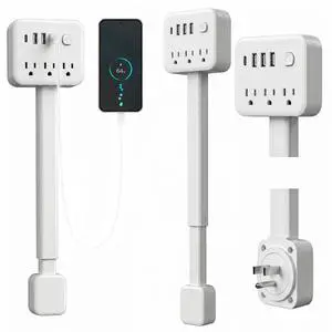 Extendable Outlet, Wall Plug Extension for Behind Couch, Sofa | 17.5-25.6in, 180 Degree Rotating Plug, 3 AC Outlets, 2 USB-A + 1 USB-C Extendable Outlet, Wall Plug Extension for Behind Couch, Sofa | 17.5-25.6in, 180 Degree Rotating Plug, 3 AC Outlets, 2 USB-A + 1 USB-C