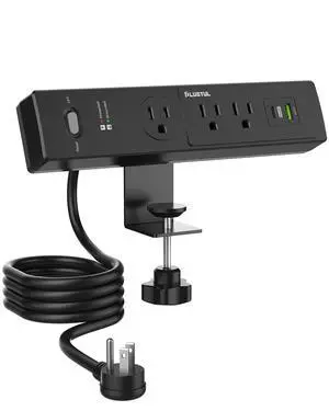 Desk Clamp Power Strip 6FT, Outlet Station with 3 Outlets, PD 20W Fast Charging, Flat Plug, 14 Gauge, 980J Surge Protector, Black Power Strip with USB C, Fit 1.72" Tabletop Edge Desk Clamp Power Strip 6FT, Outlet Station with 3 Outlets, PD 20W Fast Charging, Flat Plug, 14 Gauge, 980J Surge Protector, Black Power Strip with USB C, Fit 1.72" Tabletop Edge