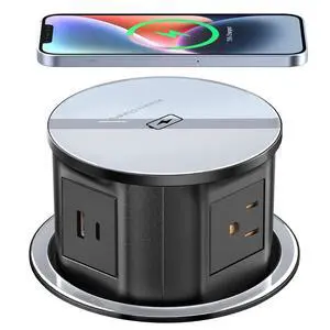 Pop Up Outlet for Countertop with 20W USB C, Recessed Power Strip 4-3/4'' Hidden Outlet with 15W Wireless Charger Electrical Power Socket with 4 AC Plug and 1 USB-A Port for Kitchen(Black) Pop Up Outlet for Countertop with 20W USB C, Recessed Power Strip 4-3/4'' Hidden Outlet with 15W Wireless Charger Electrical Power Socket with 4 AC Plug and 1 USB-A Port for Kitchen(Black)