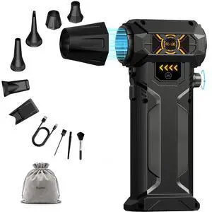 Compressed Air Duster, Stepless Speed Dial, Powerful Airflow, 130,000 RPM Rechargeable Air Blower for PC, Keyboard, Computer, Home, Car Interior, Electronics,6 Cleaning Nozzles, Compact 0.5lb (FE-J35) Compressed Air Duster, Stepless Speed Dial, Powerful Airflow, 130,000 RPM Rechargeable Air Blower for PC, Keyboard, Computer, Home, Car Interior, Electronics,6 Cleaning Nozzles, Compact 0.5lb (FE-J35)