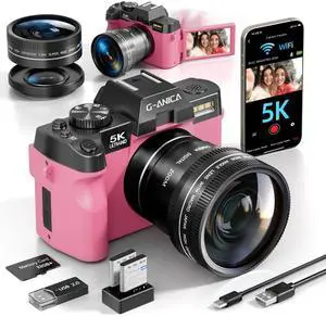 5K&64MP Digital Cameras for Photography&Video, Vlogging Camera for YouTube, Compact Camera with 32GB TF Card, WiFi,and Wide-Angle & Macro Len, AUTOFOCUS 16X Zoom for Entry-Level User, BeginnersPink 5K&64MP Digital Cameras for Photography&Video, Vlogging Camera for YouTube, Compact Camera with 32GB TF Card, WiFi,and Wide-Angle & Macro Len, AUTOFOCUS 16X Zoom for Entry-Level User, BeginnersPink