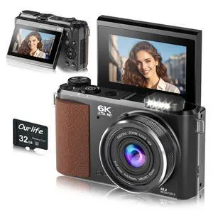 88MP 6K Digital Camera,WiFi Cameras for Photography(32GB Card) | Autofocus Camera Vlogging with 3" 180°Flip Screen,Compact Camera Good for Beginners 18X Zoom Flash PoP-up 88MP 6K Digital Camera,WiFi Cameras for Photography(32GB Card) | Autofocus Camera Vlogging with 3" 180°Flip Screen,Compact Camera Good for Beginners 18X Zoom Flash PoP-up