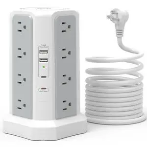 Surge Protector Power Strip with PD20W USB C,13A Thicker Extension Cord with Multiple Outlets 6FT Tower Power Strip with USB Ports 2A2C,16AC,Office Supplies Dorm Essentials Surge Protector Power Strip with PD20W USB C,13A Thicker Extension Cord with Multiple Outlets 6FT Tower Power Strip with USB Ports 2A2C,16AC,Office Supplies Dorm Essentials