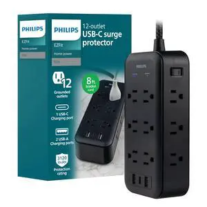 Surge Protector Power Strip with USB Ports | 8 Ft Long Braided Extension Cord, 3120 Joules, 12 Outlet Extender (Wide Spaced), 2 USB-A, 1 USB-C, Flat Plug, ETL Certified Surge Protector Power Strip with USB Ports | 8 Ft Long Braided Extension Cord, 3120 Joules, 12 Outlet Extender (Wide Spaced), 2 USB-A, 1 USB-C, Flat Plug, ETL Certified