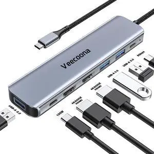 USB C to Dual HDMI Adapter, 7 in 1 Docking Station Dual Monitor | 3*USB-A Data Ports, 100W PD, HDMI Splitter Extended Display Laptop USB C Hub for MacBook, HP, Dell and More USB C to Dual HDMI Adapter, 7 in 1 Docking Station Dual Monitor | 3*USB-A Data Ports, 100W PD, HDMI Splitter Extended Display Laptop USB C Hub for MacBook, HP, Dell and More
