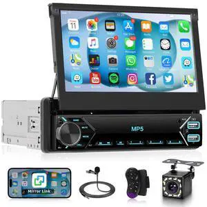 Single Din Flip Out IPS Touchscreen Car Stereo, 7inch Car Stereo with Bluetooth Car Audio Receivers, Backup Camera, FM Radio/Mirror Link/USB/AUX/TF/Type-C Fast Charging Single Din Flip Out IPS Touchscreen Car Stereo, 7inch Car Stereo with Bluetooth Car Audio Receivers, Backup Camera, FM Radio/Mirror Link/USB/AUX/TF/Type-C Fast Charging