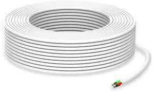 14/4 Gauge AWG Outdoor Speaker Wire Bulk 25 FT, LLDPE UV Resistant Low Voltage CCA 4 Conductors Cable, CL2 in-Wall Burial for Home Theater,Car Audio,Automotive,Trailer-White 14/4 Gauge AWG Outdoor Speaker Wire Bulk 25 FT, LLDPE UV Resistant Low Voltage CCA 4 Conductors Cable, CL2 in-Wall Burial for Home Theater,Car Audio,Automotive,Trailer-White