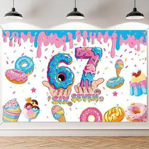 6 7 Birthday Decorations Funny Meme Donut Theme Happy Birthday Backdrop Blue and Pink Party Photo Booth Background for Birthday Party Photography 6 x 3.6 ft Fabric 6 7 Birthday Decorations Funny Meme Donut Theme Happy Birthday Backdrop Blue and Pink Party Photo Booth Background for Birthday Party Photography 6 x 3.6 ft Fabric