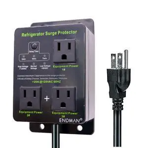 Refrigerator Surge Protector Voltage Protector for Home Appliances | with Three Outlet with Time Delay, Protects Against Brownout, Spike, Instant Surge All Voltage Abnormalities Refrigerator Surge Protector Voltage Protector for Home Appliances | with Three Outlet with Time Delay, Protects Against Brownout, Spike, Instant Surge All Voltage Abnormalities